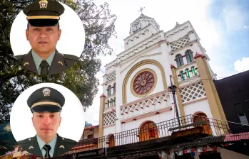Los hechos ocurrieron mientras los policías patrullaban el sector La Cumbre, en la zona rural de Betulia. Arriba: Wilmer Ovidio Gallego Sepúlveda. Abajo: Edwin Danilo Chamorro Bastidas Foto: EL COLOMBIANO. 