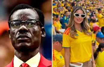 Lumumba Vea, el hincha más famosos del mundial de 2026, y Cristina Hurtado, la modelo colombiana. Foto Tomada de redes sociales.