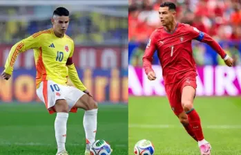 Cristiano Ronaldo y James Rodríguez, capitanes de Portugal y Colombia, se enfrentarán por primera vez con sus selecciones tras compartir vestuario durante tres temporadas en el Real Madrid. Foto: Getty