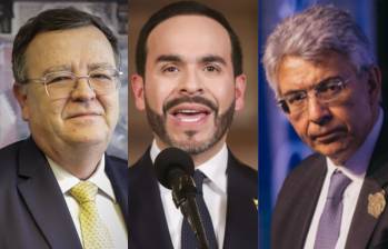 De izquierda a derecha: el presidente de la JEP, Alejandro Ramelli, el presidente de la República, Abelardo de la Espriella, y el senador de Salvación Nacional, Enrique Gómez. Foto: Colprensa/Redes sociales.