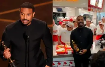 Michael B. Jordan ganó el Óscar por su doble papel en Sinners. FOTO: Getty / Redes sociales