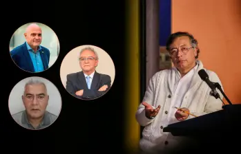 Presidente Gustavo Petro. El catalán Xavier Vendrell, a la derecha Jorge Lemus y abajo, Diego Marín alias Papá Pitufo. Foto: Colprensa y cortesía