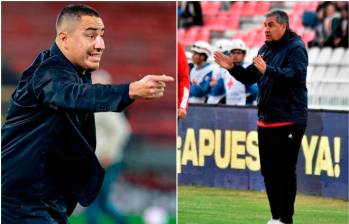 Tanto Efraín Juárez, así como Jorge Da Silva, buscan su primer título como técnicos en el fútbol colombiano. El DT del América ya ganó en los banquillos de Uruguay y Arabia. El de Nacional debuta en finales. FOTOS: Manuel Saldarriaga y Colprensa 