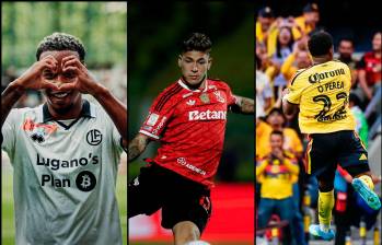 Beckham Castro, Jorge Carrascal y Óscar Perea, pueden formar parte de las próximas convocatorias de Néstor Lorenzo. FOTOS: X Flamengo y ClubAmerica, Instagram FCLugano