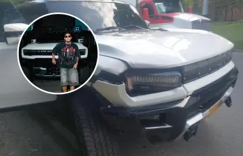 Camioneta de Santiago Jaramillo, mánager de Blessd, estuvo implicada en atropellamiento de ciclista. Fotos: Cortesía suministrada a EL COLOMBIANO y redes sociales
