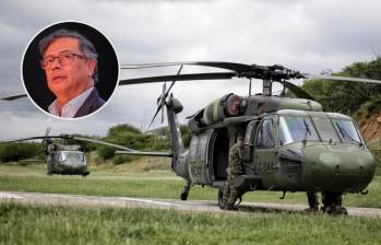 El presidente Gustavo Petro es quien ha insistido en mantener los helicópteros rusos en tierra. (foto de los helicópteros es de referencia). FOTOS: Colprensa 