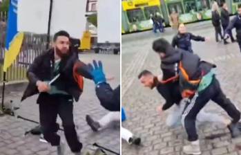 El hombre atacó con cuchillo al controvertido activista alemán Michael Stürzenberger, conocido por sus firmes críticas al Islam. FOTO: CAPTURA DE VIDEO