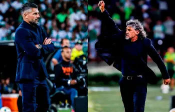 El entrenador Javier Gandolfi lleva más de 9 meses al frente de Atlético Nacional. Leonel Álvarez empezó a dirigir a Bucaramanga hace poco tiempo. FOTOS: EL COLOMBIANO