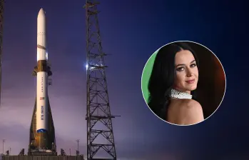 La empresa aeroespacial Blue Origin compartió una imagen de la tripulación, de la que hace parte la cantante estadounidense de 40 años. FOTO: Blue Origin 