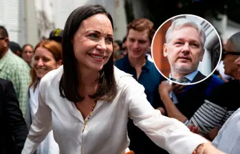 Julian Assange, fundador de Wikileaks, considera que la elección de María Corina Machado como Nobel de Paz vulnera el testamento de Alfred Nobel de 1895. FOTOS: Colprensa/Europa Press y AFP