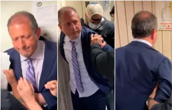 En video quedó captado el momento en el que agentes del ICE, vestidos de civil, detienen al contralor y candidato a la Alcaldía de Nueva York, Brad Lander. FOTO: Capturas de video