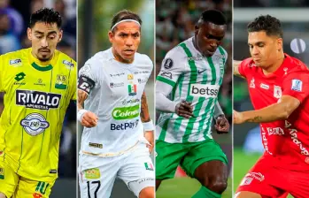 Fabián Sambueza (Bucaramanga), Dayro Moreno (Once Caldas), Kevin Viveros (Atlético Nacional) y Juan Fernando Quintero (América). FOTOS: Juan Antonio Sánchez y Colprensa