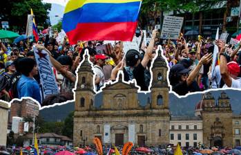 Salvo algunos casos en Medellín, Tolima y Popayán, las marchas transcurrieron sin mayores enfrentamientos entre los participantes y las autoridades en las principales ciudades del país. FOTO Julio Herrera y AFP. Ilustración EL COLOMBIANO
