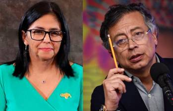 Delcy Rodríguez dio detalles sobre los temas que se tratarán en la reunión que tendrá con Gustavo Petro. Fotos: Getty Images y Colprensa