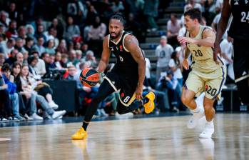 El colombiano Braian Angola #6 debutó en la Euroliga con su club el Asvel Villeurbanne de Francia. FOTO GETTY