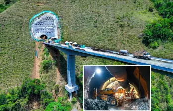 Vista aérea del Túnel de El Toyo. Adelante, obreros realizando trabajos en los socavones. FOTOS: Manuel Saldarriaga.