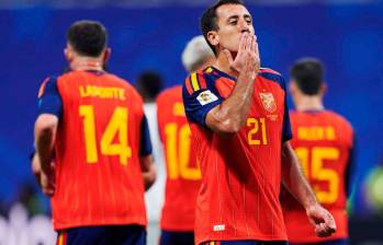 Mikel Oyarzabal celebra uno de los dos tantos que marcó ante Arabia Saudita, en la victoria parcial de España 3-0 en el Mundial de Norteamérica.FOTO TOMADA X@SEFutbol