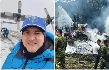 El mayor Fernández fue una de las víctimas que pertenecían a la FAC, del total de 69 uniformados que murieron en el siniestro aéreo en Putumayo. FOTO: AFP y captura de video de redes sociales @lorangie_