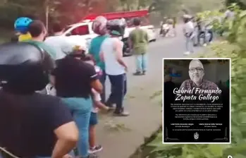 Adelante, el funcionario fallecido en el suceso. Atrás, momentos de la emergencia. FOTO: Imágenes tomadas de redes.