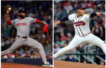 Tayron Guerrero (izquierda, Boston Red Sox) y Didier Fuentes (derecha, Atlanta Braves) representan a Colombia en postemporada de las Grandes Ligas. FOTO GETTY