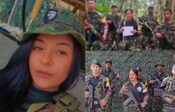 Alias Samantha en las grabaciones donde aparece leyendo comunicados atribuidos al Frente 4 de las disidencias de las Farc. Foto: Cortesía