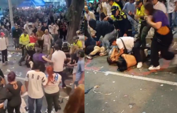 Una riña en el parque principal de Caldas terminó anticipadamente la presentación del cantante de vallenato Heberth Vargas. FOTOS: CAPTURA DE VIDEO