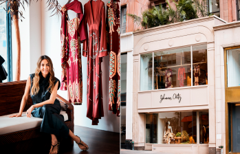 Johanna Ortiz posa en el segundo piso de su nueva boutique en Nueva York. FOTOS: Cortesía