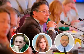 De izquierda a derecha: los ministros Antonio Sanguino (Trabajo), Diana Marcela Morales (Comercio) y Julián Molina (TIC). FOTO: PRESIDENCIA