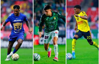 Álvaro Ángulo (izquierda), Daniel Arcila (centro) y Óscar Perea (derecha), son tres de las figuras criollas en el fútbol mexicano. Los 3 están convocados para esta fecha FIFA FOTO GETTY
