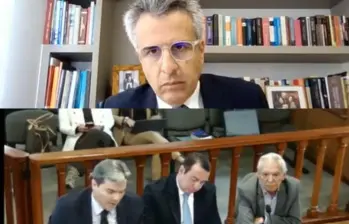 Ricardo Bonilla exministro de Hacienda y Luis Fernando Velasco exministro de Interior. Foto: captura de video