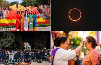 Año Nuevo Chino, eclipse (que no fue visible en nuestra región), Ramadán y Miércoles de Ceniza, todo ocurriendo en una misma semana. FOTOS Juan Diego Ortiz, cortesía, Getty y EL COLOMBIANO. 