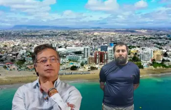 De fondo, Manta, Ecuador. En frente, el presidente Gustavo Petro y José Adolfo Macías Villamar, alias Fito. Fotos: Colprensa-AFP