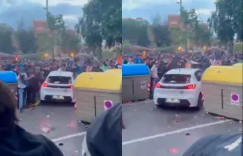El siniestro ocurrió en las afueras del estadio del Espanyol de Barcelona, en la previa del encuentro válido por el Clásico catalán de fútbol. FOTO: CAPTURA DE PANTALLA