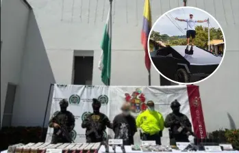 Javier Arias y el material decomisado en el momento de su captura. FOTO Policía Urabá.