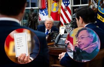 Los presidentes Donald Trump y Gustavo Petro en llamada. El ministro de Interior Armando Benedetti. Foto: cortesía y Colprensa