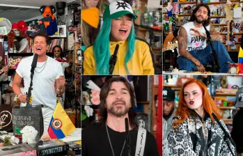 Carlos Vives, Karol G, Maluma, Juanes y Sasha Keable, colombianos en la historia del Tiny Desk. FOTOS: Cortesía @nprmusic y artistas.