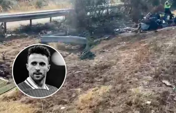 El vehículo en el que viajaba Diogo Jota quedó completamente destruido a un lado de la vía. FOTOS: Captura de video y tomada de X @LFC 