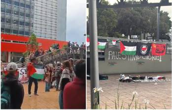 Portando kufiyas y pancartas contra las acciones militares en Gaza, manifestantes marcharon entre las embajadas de Israel y Palestina para exigir el cese del fuego y cuestionar la decisión del Ejecutivo de reanudar lazos con Tel Aviv. FOTO: Tomada de redes sociales de @VivianAisen