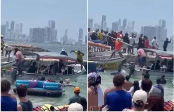 Las autoridades del sector turístico de Cartagena abrieron una investigación para dar con los responsables de una severa alteración del orden público registrada en la playa de Punta Arena. FOTO: Captura tomada de video de redes sociales @ColombiaOscura