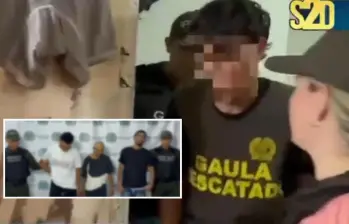 Adelante, los detenidos durante el operativo. Atrás, el joven capturad. FOTO: imagen tomada de redes.