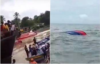 Unas 40 personas viajaban en la lancha que naufragó en un sector cercano a la bocana del río Naya y Punta Ají, a pocos minutos de Timbiquí, Cauca. FOTO: Capturas de video