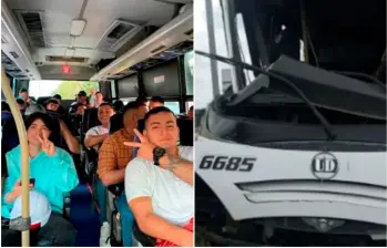 El bus siniestrado transportaba a un grupo de estudiantes de Ingeniería Civil de Armenia que visitaba las obras del túnel de La Línea. FOTOS: Cortesía y captura de video 