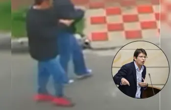 El hombre de zapatos rojos siguió al menor señalado de disparar contra Miguel Uribe por varias cuadras. Fotos: Captura de video y Colprensa