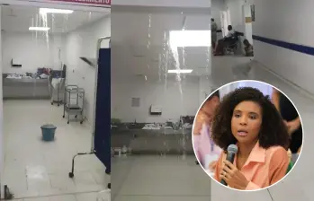 En el video se puede observar cómo entra el agua al centro de salud. También se advirtió sobre una sobreocupación del servicio de urgencias. Foto: Captura de video @NubiaCarolinaCC