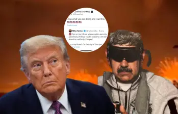Donald Trump, Nicolás Maduro y el post en X publicado por la secretaria de prensa de Estados Unidos. composición EL COLOMBIANO