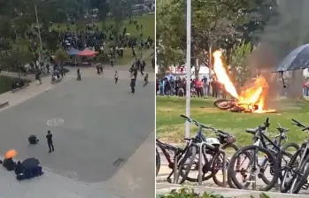 Varios disturbios se presentaron en la tarde de este martes en la Universidad Nacional de Bogotá. FOTOS: Tomadas de las redes sociales 