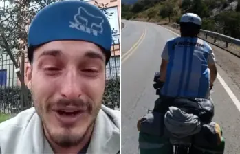 Augusto Cardinale fue víctima de un robo mientras transitaba en su bicicleta por Bogotá. FOTOS: Capturas de pantalla.