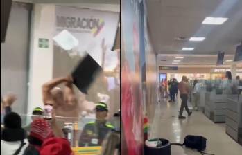 Un hombre generó daños en el Aeropuerto Internacional Rafael Núñez de Cartagena. FOTO: Captura de pantalla
