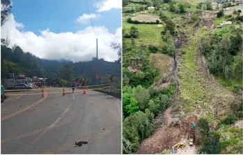La vía al Llano está cerrada desde el pasado 6 de septiembre tras un deslizamiento de grandes proporciones. FOTOS: Tomadas de X @CoviandinaSAS 