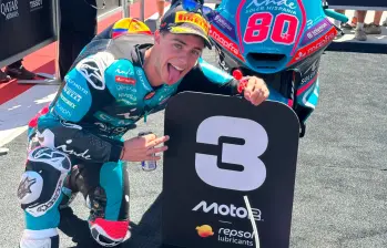 David Alonso consiguió su octavo podio en dos temporadas en la Moto 2. FOTO: X Aspar Team